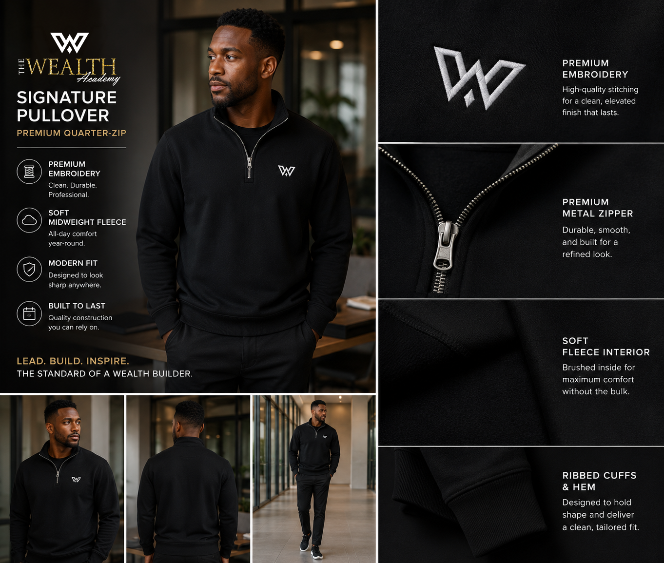 The Wealth Academy Quarter Zip Sweat shirt